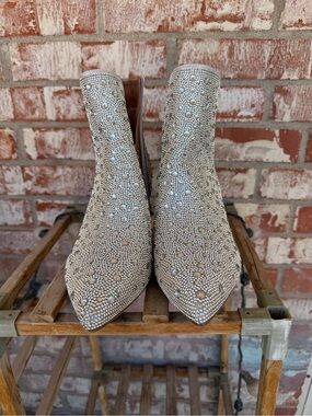 Rampage Silver Crystal Embellished Pointed Ankle Booties